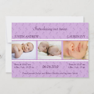 Invitación Lilac Pearl Twins