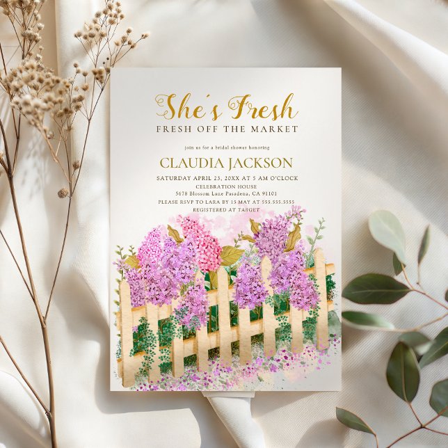 Invitación Lilac Picket Fence She's Fresh Bridal Shower  (Subido por el creador)