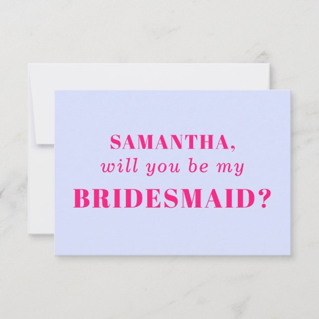 Invitación Lilac Pink be my bridesmaid (Anverso)