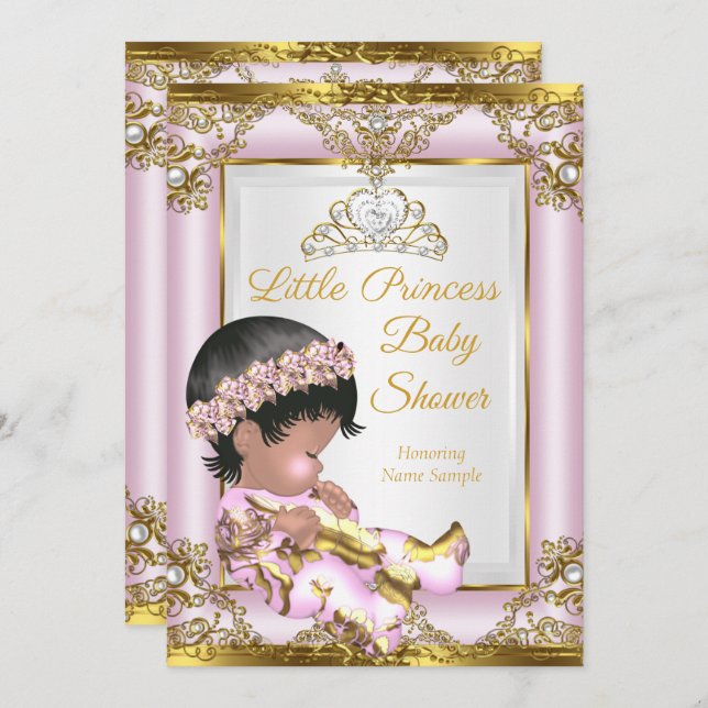 Invitación Lilac Pink Gold Princess Baby Shower (Anverso / Reverso)