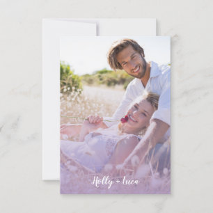 Invitación Lilac Pink Trendy Transparency Effect Photo Couple