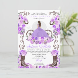 Invitación Lilac Princess Vress & Boots Quinceañera