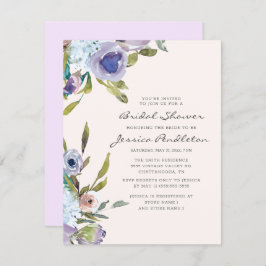 Invitación Lilac Purple Dusty Blue Floral Bridal Shower