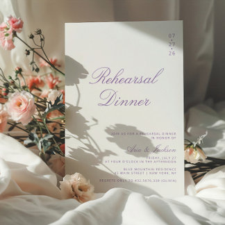 Invitación Lilac Purple Elegant Calligraphy Test Dinner