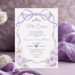 Invitación Lilac Purple Floral Cinta Cinta Plata Misera<br><div class="desc">EDITABLE Lilac Púrpura Floral Cinta Cinta Cinta Plata Miedo Invitación Elegante Quinceañera Lilac Morado Floral Princesa Plata Invitación Corona Mis Quince 15 Anos,  Fiesta de Cumpleaños 16</div>