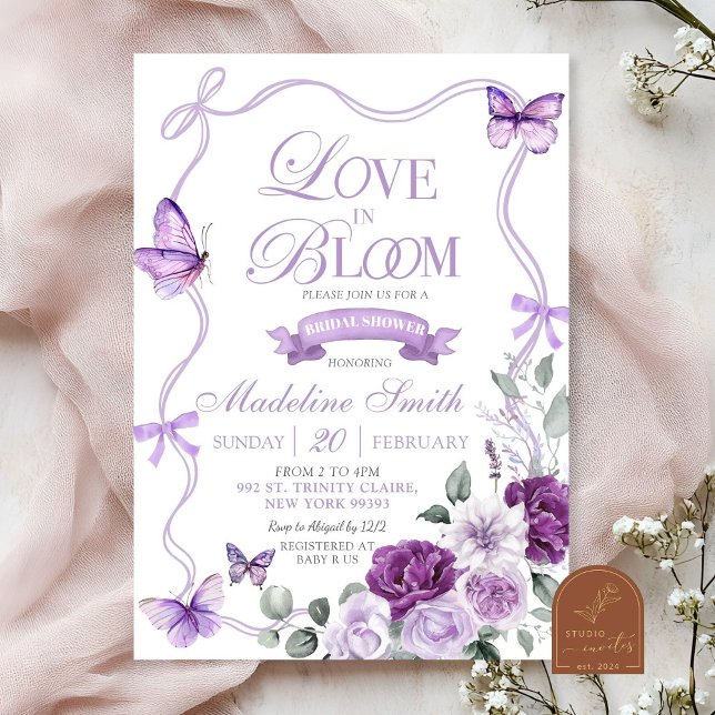Invitación Lilac Purple Floral Love in Bloom Bridal Shower (Subido por el creador)