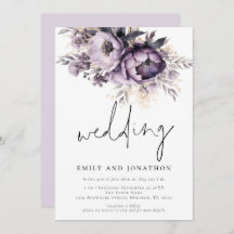 Lilac Purple Florals Boda informal de guiones