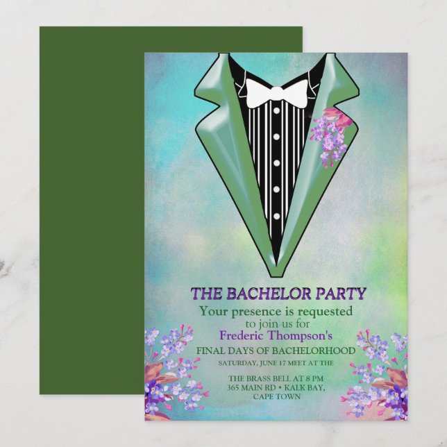 Invitación Lilac Purple Forget-me-not Bachelor Party (Anverso / Reverso)
