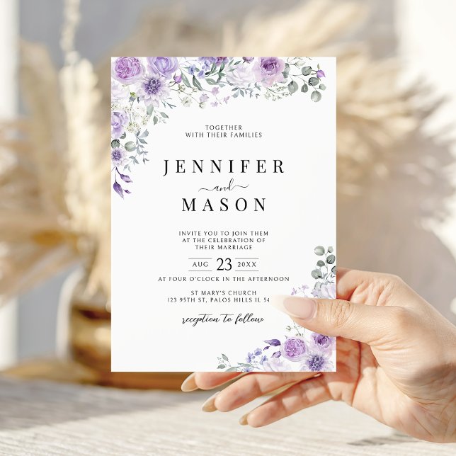 Invitación Lilac Purple Lavender Floral Wedding Invitation (Subido por el creador)