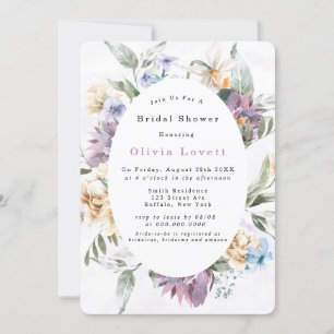 Invitación Lilac Purple Peony Wildflowe Bridal