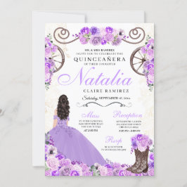 Invitación Lilac Purple Ranchero Princesa Vestido Quinceanera