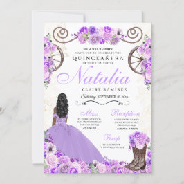 Invitación Lilac Purple Ranchero Princesa Vestido Quinceanera