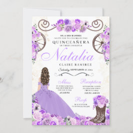 Invitación Lilac Purple Ranchero Princesa Vestido Quinceanera