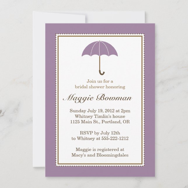 Invitación Lilac Purple Umbrella Brilla Ducha (Anverso)