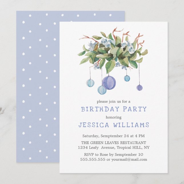 Invitación Lilac Rice Paper Balloon (Anverso / Reverso)