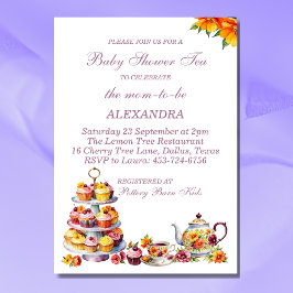 Invitación Lilac rosa Floral Whimsical Tea Baby Shower