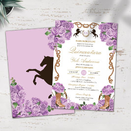 Invitación Lilac Rosa luz púrpura Ranchera Quinceanera