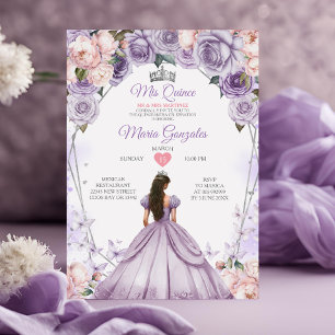 Invitación Lilac Rosa Mis Quince Anos Crown Quinceañera
