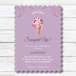 Invitación Lilac Scoopup, Purpurina helada ducha de novia