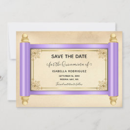 Invitación Lilac Scroll Quinceañera Guardar la fecha