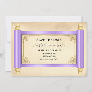 Invitación Lilac Scroll Quinceañera Guardar la fecha
