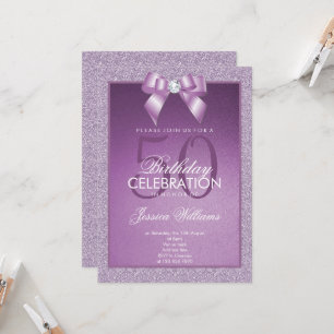 Invitación Lilac Sparkle & Stylish Gem Cumpleaños