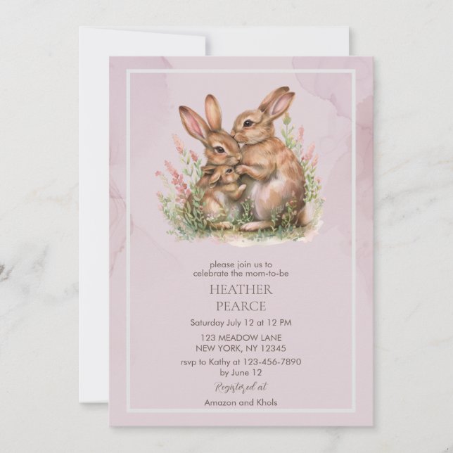 Invitación Lilac Spring Bunny Baby Shower (Anverso)