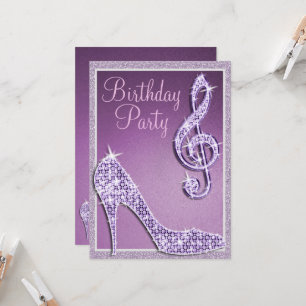 Invitación Lilac Stiletto & Treble Clef Cumpleaños