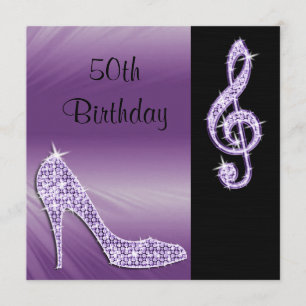 Invitación Lilac Stiletto & Treble Cleft 50 cumpleaños