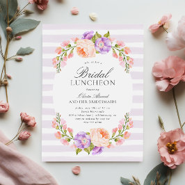 Invitación Lilac Stripe y Bloom Bridal Luncheon