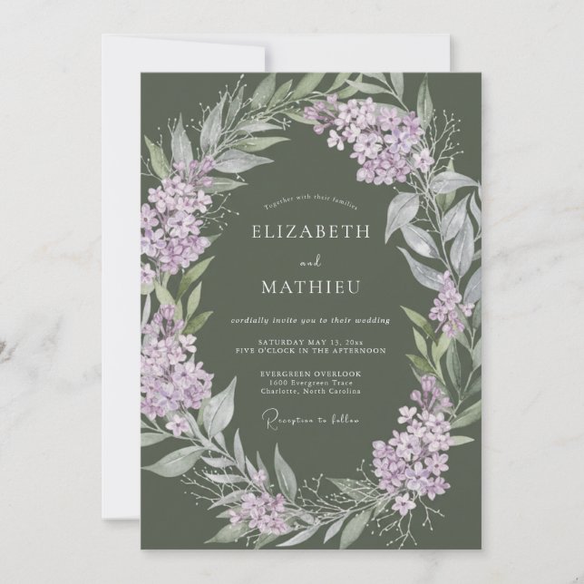Invitación Lilac Verdant Flourish Wedding (Anverso)