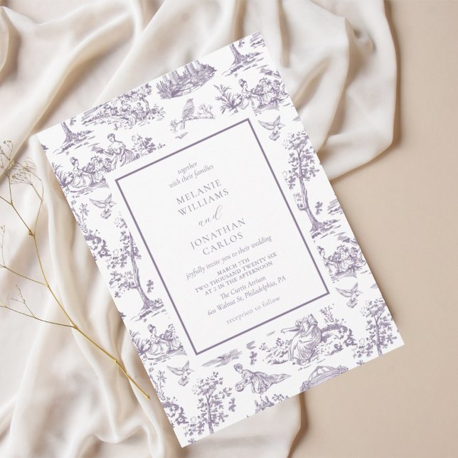 Invitación Lilac Vintage Toile Classic Boda (Subido por el creador)