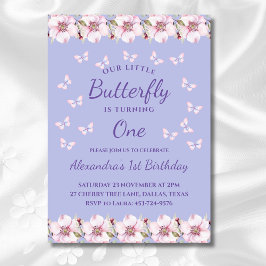 Invitación Lilac volteando una mariposa pequeña Cumpleaños