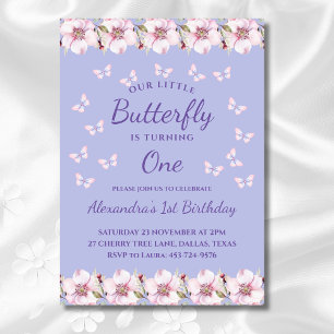 Invitación Lilac volteando una mariposa pequeña Cumpleaños