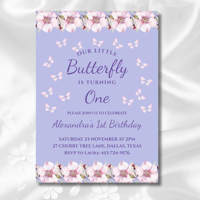 Invitación Lilac volteando una mariposa pequeña Cumpleaños (Subido por el creador)