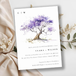 Invitación Lilac Watercolor Jacaranda Tree Couples Ducha