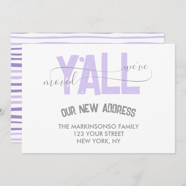 Invitación Lilac We Moved Y'all Moving Announcement (Anverso / Reverso)