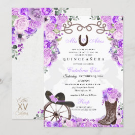 Invitación Lilac Western Charra Ranchero Quinceanera