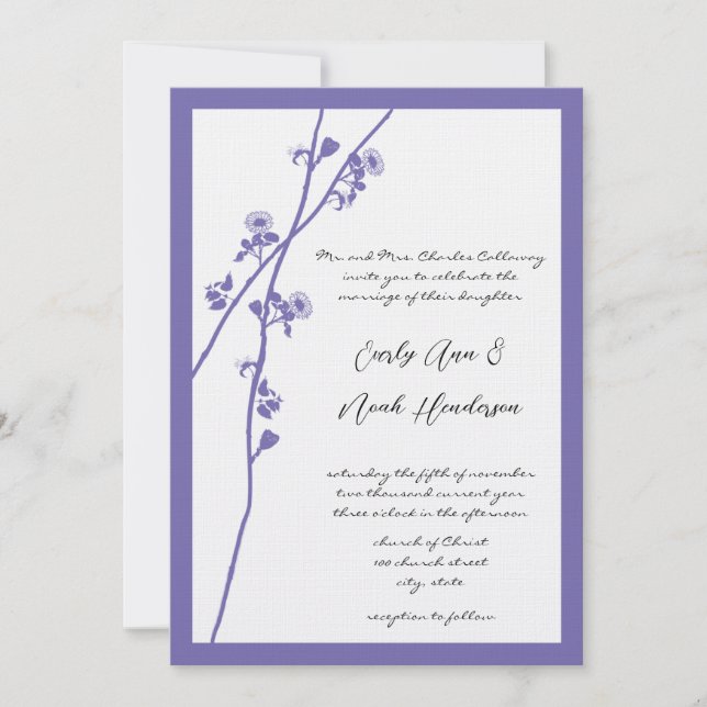 Invitación Lilac Wild Flower Branch Wedding Invites (Anverso)