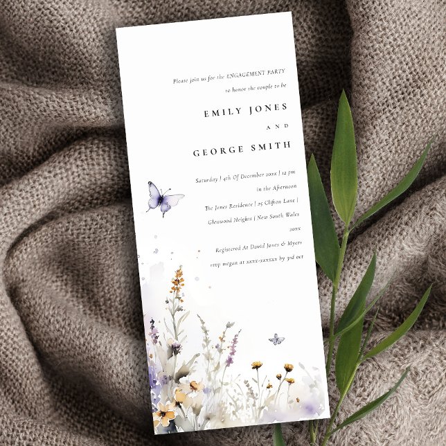 Invitación Lilac Wildflower Butterfly Garden Engagement (Subido por el creador)