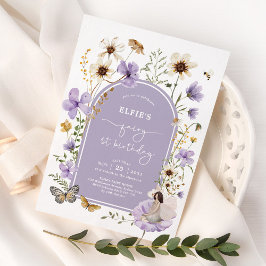 Invitación Lilac Wildflower Fairy First Birday Garden Fiesta