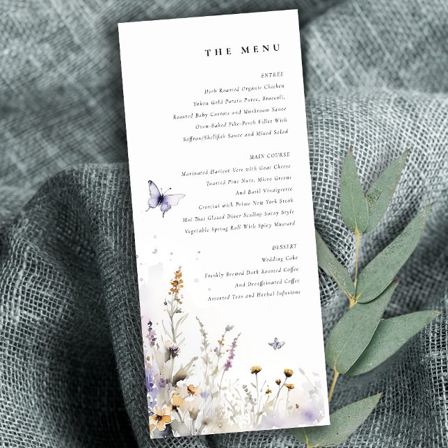 Invitación Lilac Wildflower mariposa carta de menú (Subido por el creador)