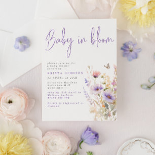 Invitación Lilac Wildflowers Primavera Baby En Bloom Baby Sho