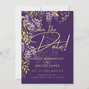 Invitación Lilac Wisteria Matrimonio Púrpura Salvar La Fecha