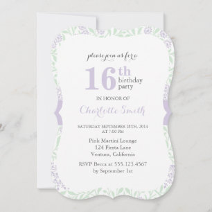 Invitación Lilac y Green Floral Pattern Cumpleaños