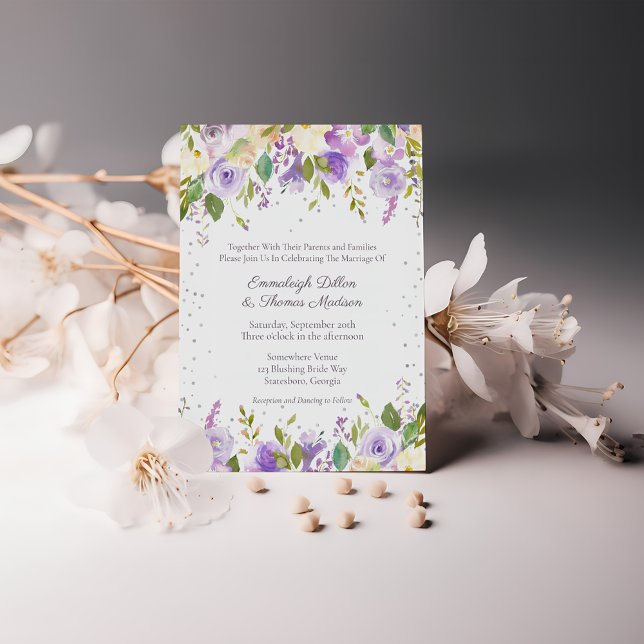 Invitación Lilac y Lavender Boda Rosas púrpura (Subido por el creador)