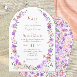 Invitación Lilac y Peach Rosa Arches de Jardín Boda Canopy