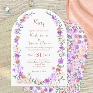Invitación Lilac y Peach Rosa Arches de Jardín Boda Canopy
