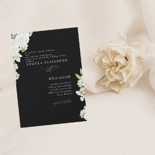 Invitación Lilacias Blancas Elegantes Boda en Blanco y Negro