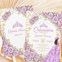 Lilas Rosas Moradas Mariposa Dorada Quinceañera
